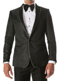 Men's Pronto Black Star Modern Fit Notch Lapel Tuxedo Blazer-0