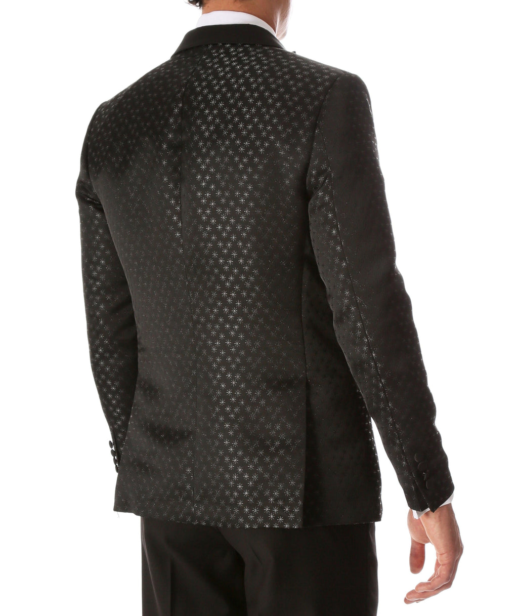 Men's Pronto Black Star Modern Fit Notch Lapel Tuxedo Blazer-1